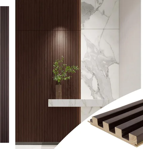 Vista 20 de Art3d Paneles de pared de madera de listones para decoración de interiores y techos, paquete de 4 muestras, 6 x 5.7 pulgadas.