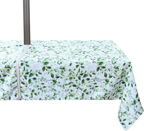 Vista 32 de Stripe Outdoor Tablecloth Water Resistant Polyester Fabric Table Cover with Zipper Umbrella Hole for Garden Patio Tabletop 60x84inch Rectangle,Black