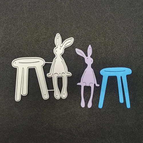 Vista 2 de zzirvepaiv - Lindo troquel de corte de metal de conejo de Pascua para manualidades, manualidades, álbum de fotos, decoración de conejito troquelado