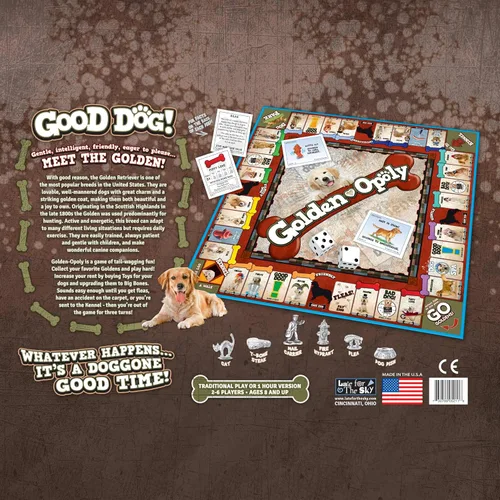 Vista 5 de Late for The Sky Golden Retriever-Opoly Dog - Juego de mesa de estrategia familiar para 2 a 6 jugadores, a partir de 8 años, juego estilo opoli