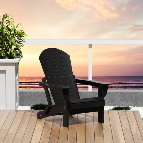Vista 2 de HDPE Laguna Silla Adirondack plegable de polietileno para exteriores, color negro