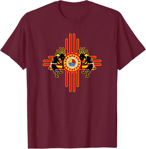 Vista 12 de Native American Kokopelli Kachina Zia Symbol 2 - Camiseta divertida para fanáticos, Negro