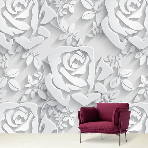 Vista 49 de NWT Calcomanía removible de pared/mural blanco pastel azul margarita, naturaleza, desierto, arte digital, arte moderno, decorativo, floral