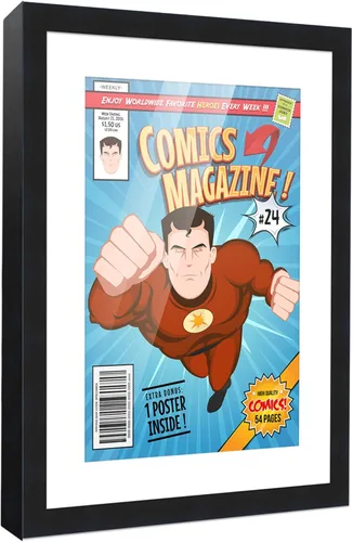 Vista 108 de Poster Palooza Marco de cómic con paspartú para 1 cómic de la Edad de Bronce publicado entre 1970 y 1985, marco de cómic negro para cómic de 7.25 x