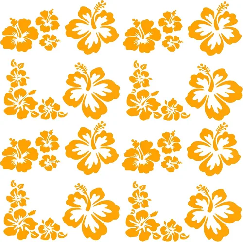 Vista 12 de GORGECRAFT 2 estilos 4 hojas de pegatinas de flores de hibisco para auto, pegatinas hawaianas reflectantes en blanco, pegatinas de parachoques