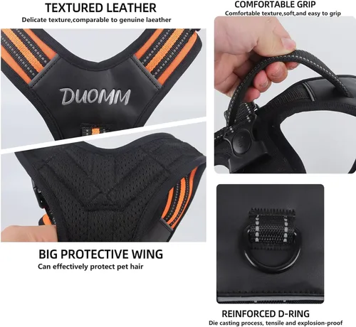 Vista 6 de Arnés para perro sin tirones con asa, chaleco táctico reflectante ajustable para perros medianos y grandes, chaleco acolchado de ajuste cómodo