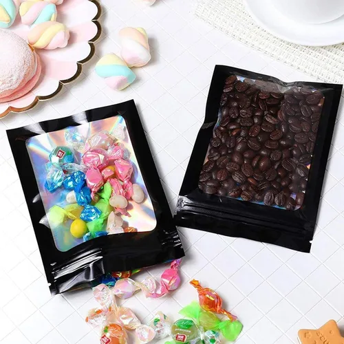 Vista 5 de joycraft 100 bolsas holográficas de tereftalato de polietileno, bolsas resellables a prueba de olores, bolsa para joyería, bolsa de papel
