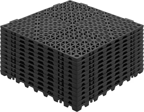 Vista 9 de VEVOR Alfombra Modular Entrelazada, Paquete de 12 Piezas de 30,5 cm x 30,5 cm, Azulejos de Drenaje de PVC Suave Entrelazados, Agujeros de Drenaje