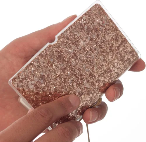 Vista 3 de Soporte para tarjetas de crédito para mujeres, soporte para cupones de tarjetas de fidelidad y organizador con 32 ranuras para tarjetas, Oro rosa