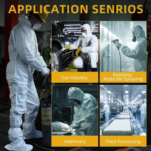 Vista 5 de Disposable Coverall with Hood, Tear-Resistant, Latex-Free for Painting, Construction & Industrial Work