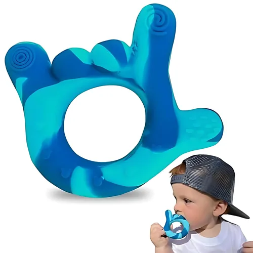 Vista 9 de Mordedor de mano de silicona – I Love You Baby Teething Toy 0-12 meses BPA – Alivio de la dentición para niños pequeños Mordedores masajeadores