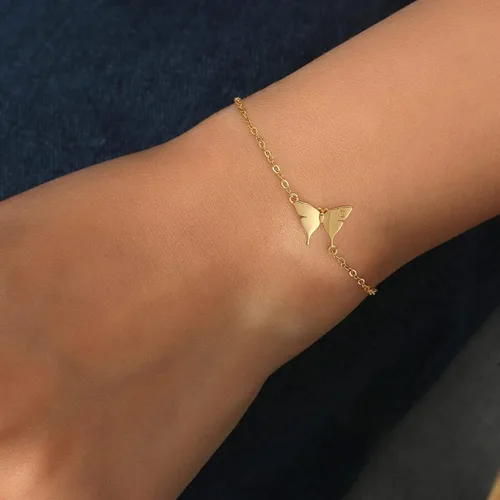 Vista 5 de BRIJEWLIC Butterfly Bracelet Gold Bracelets for Women, 14K Gold Plated Butterfly Cute Bracelets Initial Bracelets for Women Teen Girls Gifts Gold