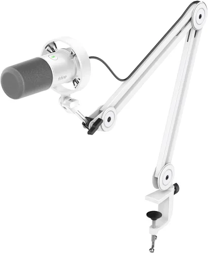 Vista 14 de FIFINE - Kit de micrófono de podcast K688, micrófono dinámico USB/XLR con brazo articulado para PC/mezclador XLR, micrófono para juegos con botón
