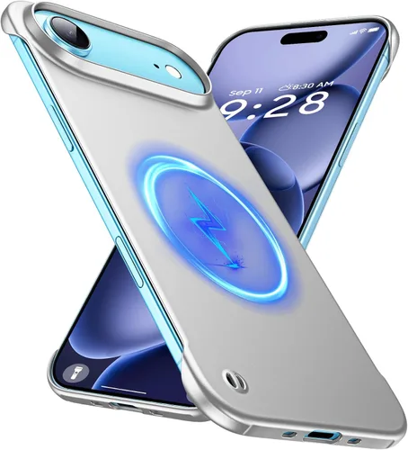 Vista 9 de GRECAZO Magnetic Frosted Frameless Case for iPhone 17 Pro Max, Silvery Tono plata
