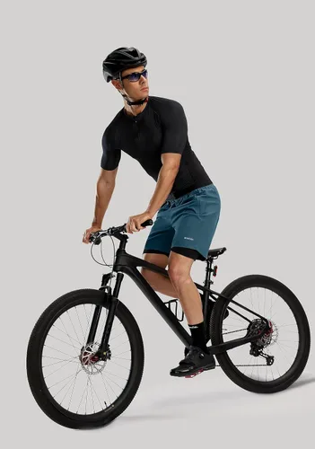 Vista 6 de Bikewa Pantalones cortos de ciclismo de montaña para hombre, con acolchado 3D, ajuste holgado, MTB para montar en bicicleta, ciclismo, ciclismo
