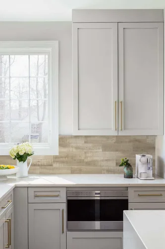 Vista 8 de W&S - 24 azulejos de vinilo de madera envejecida beige para despegar y pegar, azulejos de aspecto de madera para caravana, sala de estar, pared
