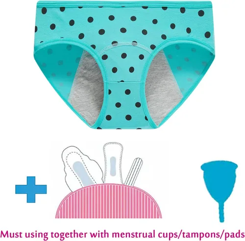 Vista 2 de Demifill Adolescente Niñas Periodo Ropa Interior Algodón Suave Mujeres Bragas Para Adolescentes Escritos