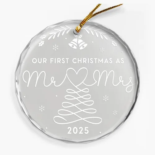 Vista 16 de Adorno personalizado de primera Navidad juntos para parejas, adornos acrílicos navideños, regalos de recuerdo para parejas, novio, novia