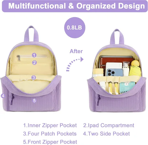 Vista 5 de BTOOP Mini mochila para mujeres y niñas, resistente al agua, mochila pequeña, bolsa de hombro para mujeres, adultos, niños, escuela, viajes