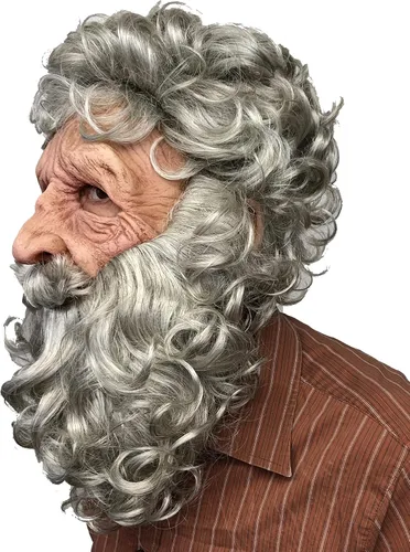Vista 3 de Zagone Studios Máscara de gran padre, tiempo padre, mago, poseidón, anciano máscara de látex