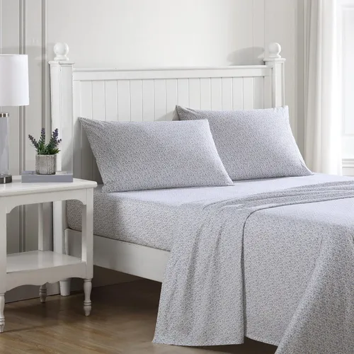 Vista 20 de Laura Ashley - Juego de sábanas individual, ropa de cama de percal de algodón fresca y suave con bolsillos profundos, ligera para comodidad durante