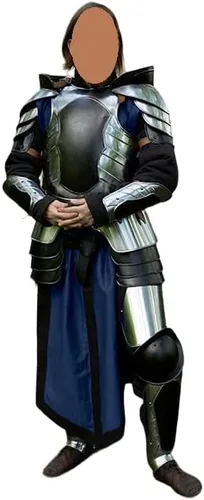 Vista 2 de NauticalMart Juego completo de armadura de hielo negra de calibre 18 medieval, color negroplateado, de acero, traje completo de armadura LARP