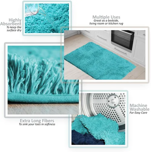 Vista 4 de Clara Clark Alfombras de baño, alfombras de baño ultra suaves y peludas - tapetes de baño para baño, lavable a máquina, base antideslizante de goma