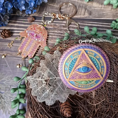 Vista 5 de Evil Eye and Hasma Hand of Fatima - Moldes de silicona de fundición de resina epoxi, paquete de 2 para hacer joyas, collares, colgantes, llaveros