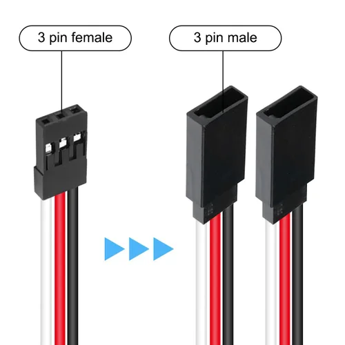 Vista 2 de Cable servo RC 1 a 2 Y, cable de extensión macho a 2 hembra, cable de extensión servo para placa de control de conexión de extensión servo, piezas
