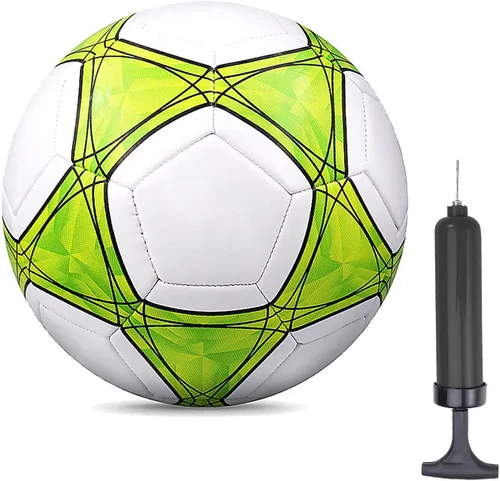Vista 9 de Balón de fútbol tamaño 3,4,5 PU suave para práctica de entrenamiento, regalo para niños y niñas, viene con bomba y aguja