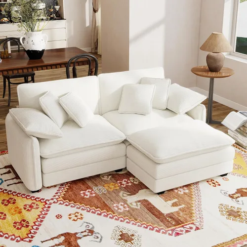 Vista 21 de Sofá modular de 81 pulgadas con 2 otomanas, sofá modular de 2 asientos, sofá seccional pequeño para sala de estar