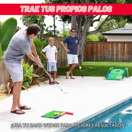 Vista 4 de GoSports BattleChip Backyard Golf Cornhole Games – Includes Targets, Chipping Mats, Foam Golf Balls, Scorecard and Carry Case