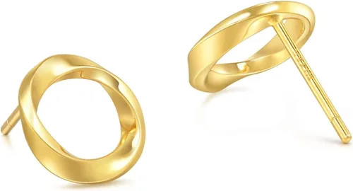 Vista 5 de CHOW SANG SANG Essence 999 - Aretes de aro de oro de 24 quilates con tiras Mobius para mujer 93863E