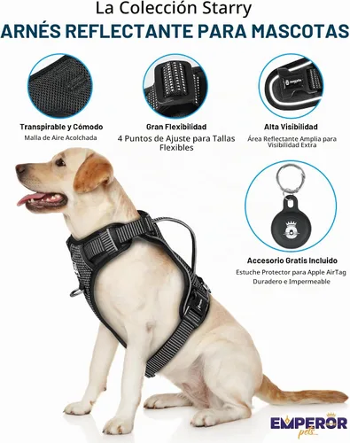 Vista 2 de Emperor Pets - Arnés para perro sin tirones, talla S, color negro