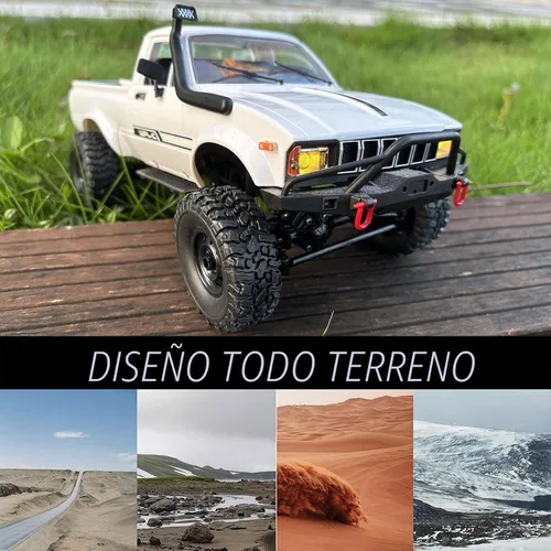 Vista 4 de HLSFWDRIVE Camiones RC WPL C24-1, RC Rock Crawler, RC Truck 4x4, Escala 1/16, RC Crawler Todo Terreno, Camioneta de Control Remoto 2.4G, Todo