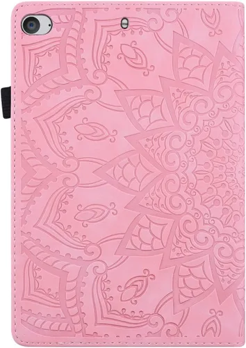 Vista 7 de Dteck Funda para iPad mini 5/4/3/2/1 - [Diseño de flores en relieve] Funda tipo folio clásica