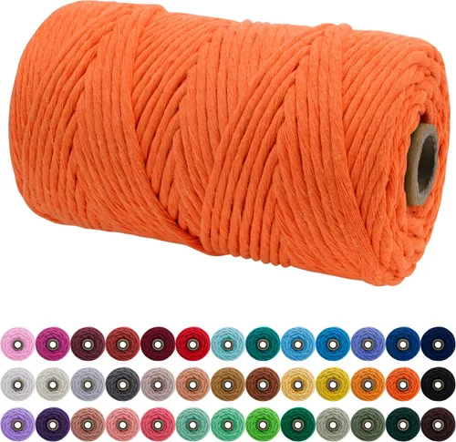 Vista 130 de JeogYong Cordón de macramé de un solo hilo 3 mm x 109 yardas (328 pies) Cuerda de algodón suave Hilo de macramé de 3 mm, suministros de macramé
