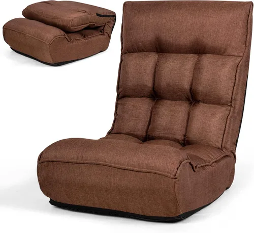Vista 11 de COSTWAY Sillón plegable de suelo, silla de juegos de suelo con cabezal ajustable de 5 posiciones y respaldo ajustable de 4 posiciones, sofá Negro