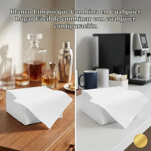 Vista 4 de Finetouch Servilletas de barra blancas, 500 unidades, papel absorbente