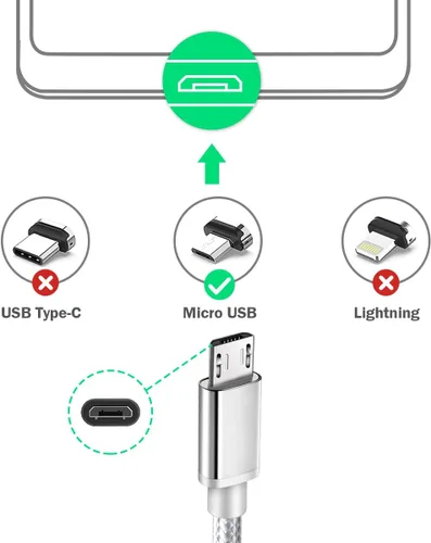 Vista 2 de Paquete de 2 cables micro USB extra largos de 2.1 A de 6.5 pies para carga rápida Samsung Galaxy S7 Edge/S6/S5, Note 5/4, LG G4, Motorola Moto E5 G5