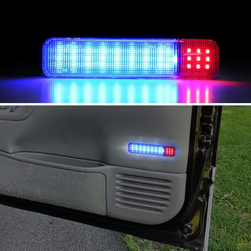 Vista 8 de Panel de puerta interior LED de cortesía azul claro de advertencia compatible con Chevy GMC C/K Silverado Sierra 1500 2500 3500 Suburban Tahoe