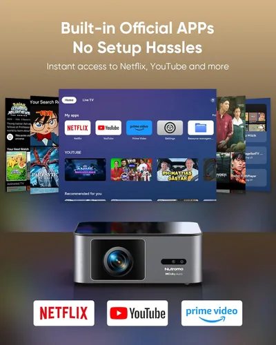 Vista 2 de Proyector Native 1080P con decodificación WiFi y Bluetooth 4K, compatible con proyector de películas Netflix con pantalla, HDR10/a prueba
