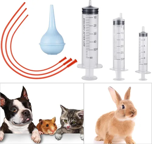 Vista 7 de Paquete de 7 tubos de alimentación para cachorros, tubo de alimentación para cachorros, incluye 3 unidades de 8 tubos de comida de color rojo FR