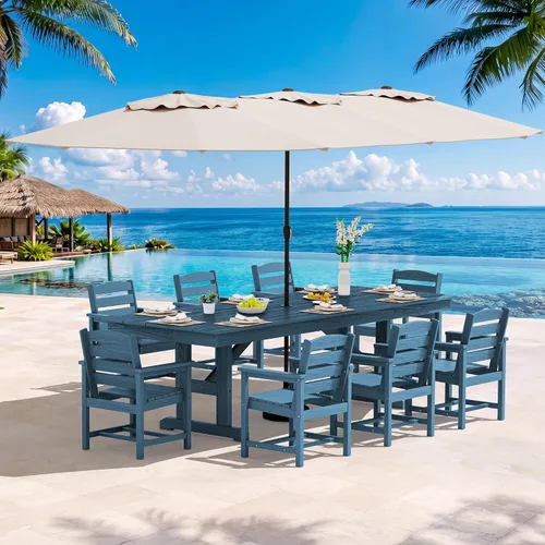 Vista 11 de SERWALL Outdoor 84" HDPE Rectangular Dining Table for 6-8,All-Weather,Aruba