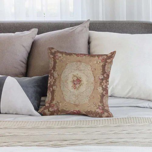 Vista 5 de Nebra Fundas de almohada con estampado floral de rosa antigua estilo Aubusson francés, acogedora funda de almohada cuadrada para decoración
