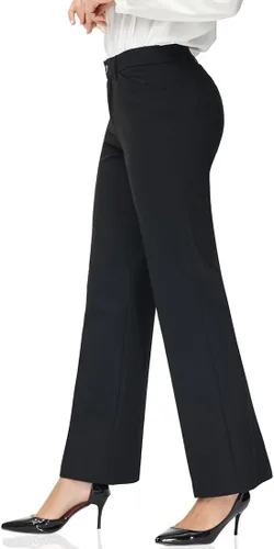 Vista 3 de Soojun Pantalones de vestir de pierna recta con cintura flexible para mujer