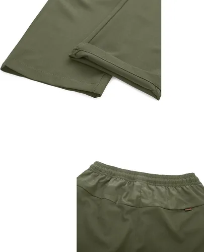 Vista 6 de BIYLACLESEN Pantalones de correr para hombre, ligeros, de secado rápido, para senderismo, con bolsillos con cremallera