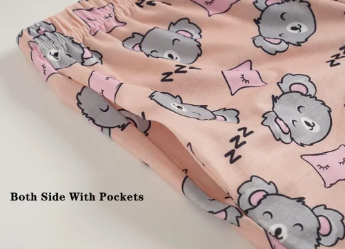 Vista 6 de Hupohoi Conjunto de pijama lindo de verano para niñas grandes, ropa de dormir estampada en forma de corazones a
