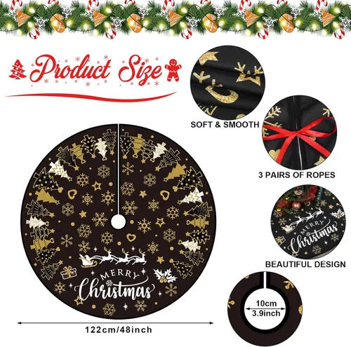 Vista 2 de Capoda Falda de árbol de Navidad de 48 pulgadas, tapete corto de felpa para árbol de Navidad, collar de árbol Feliz Navidad para invierno