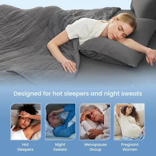 Vista 4 de Manta refrescante Cozy Bliss para personas que duermen calientes tamaño Queen, Q-Max 0.45 Confort refrescante, mantas frías para sudores nocturnos